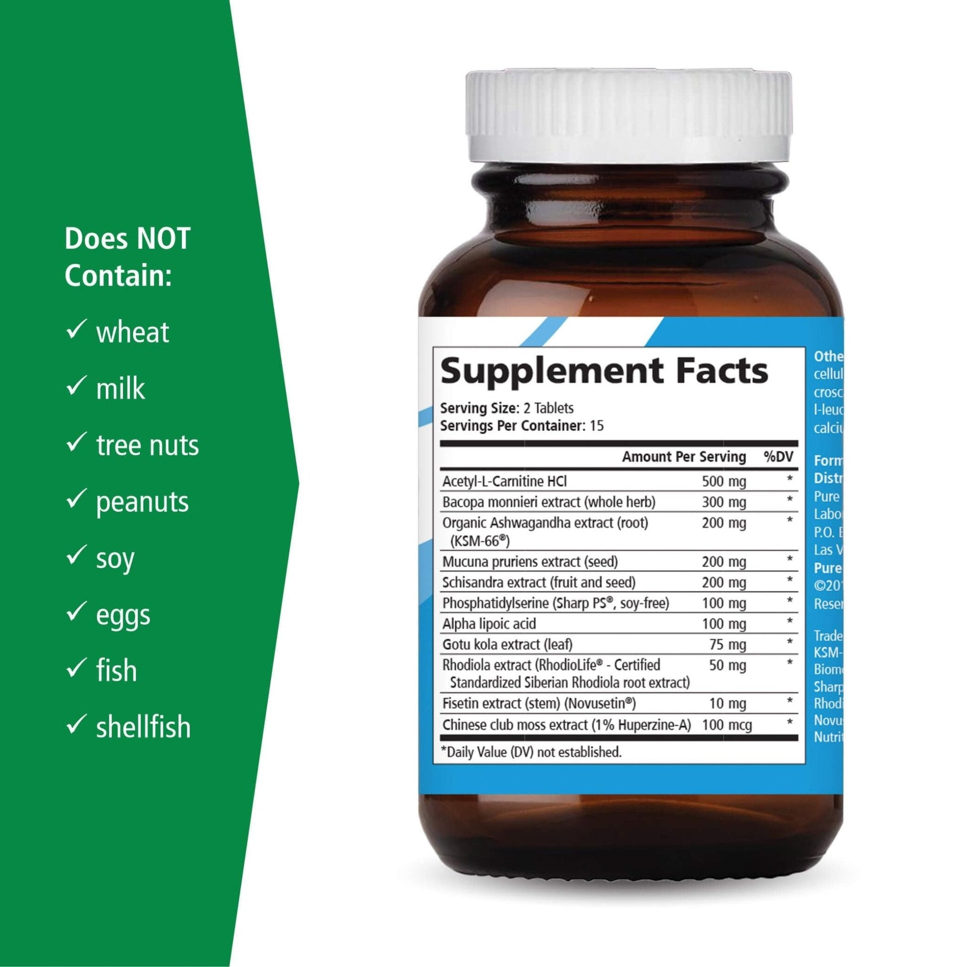 PURE ESSENCE LABS Brain Essence - Memory Supplement & Vitamin for Men, Women & Adults - Herbal Booster for Memory, Focus, Clarity & Stress Relief - Bacopa Monnieri, Ashwagandha & More (60 Tablets) - PrimeBioHealth - canada supplements