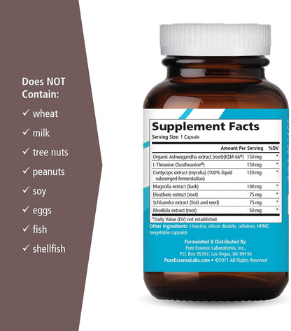 PURE ESSENCE LABS Calm Essence - Natural Sleeping Aid and Anti Stress Supplement for Adults - Calming Stress Relief (30 Capsules) - PrimeBioHealth - canada supplements