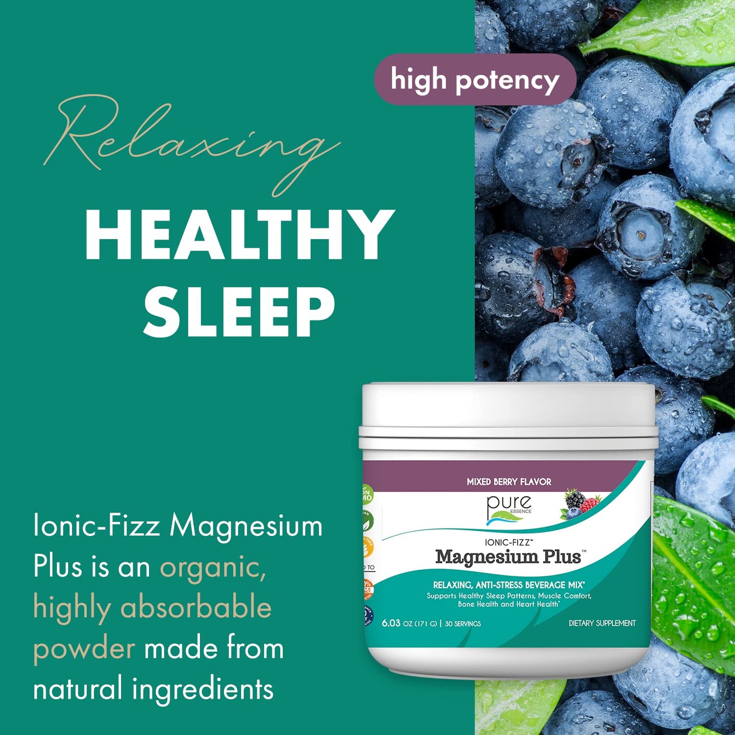 Pure Essence Labs Ionic Fizz Magnesium Plus, Anti-Stress Supplement Drink Powder, Gluten Free and Non-GMO Magnesium Powder, Raspberry Lemonade Flavor, 12.06 oz - PrimeBioHealth - canada supplements