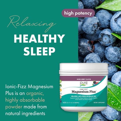 Pure Essence Labs Ionic Fizz Magnesium Plus, Anti-Stress Supplement Drink Powder, Gluten Free and Non-GMO Magnesium Powder, Raspberry Lemonade Flavor, 12.06 oz - PrimeBioHealth - canada supplements