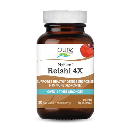 PURE ESSENCE LABS MyPure Reishi 4X Organic Mushrooms Supplement - 100% Real Mushroom Extract for Immune Support, Stress Relief, Build Energy (60 Capsules) - PrimeBioHealth - canada supplements