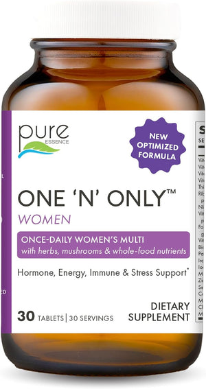PURE ESSENCE LABS One N Only Multivitamin for Women, Natural One a Day Herbal Supplement with Vitamin D3, B12, and Biotin with Whole Foods, 30 Tablets - PrimeBioHealth - canada supplements