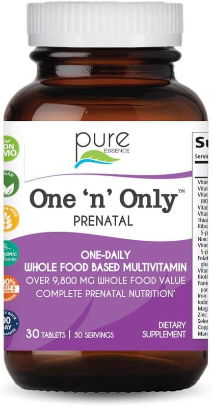 PURE ESSENCE LABS One n Only Prenatal Vitamins - A Once-per-Day Multivitamin Support with Iron, Natural Herbs, Superfoods and Folate - 30 Tablet - PrimeBioHealth - canada supplements