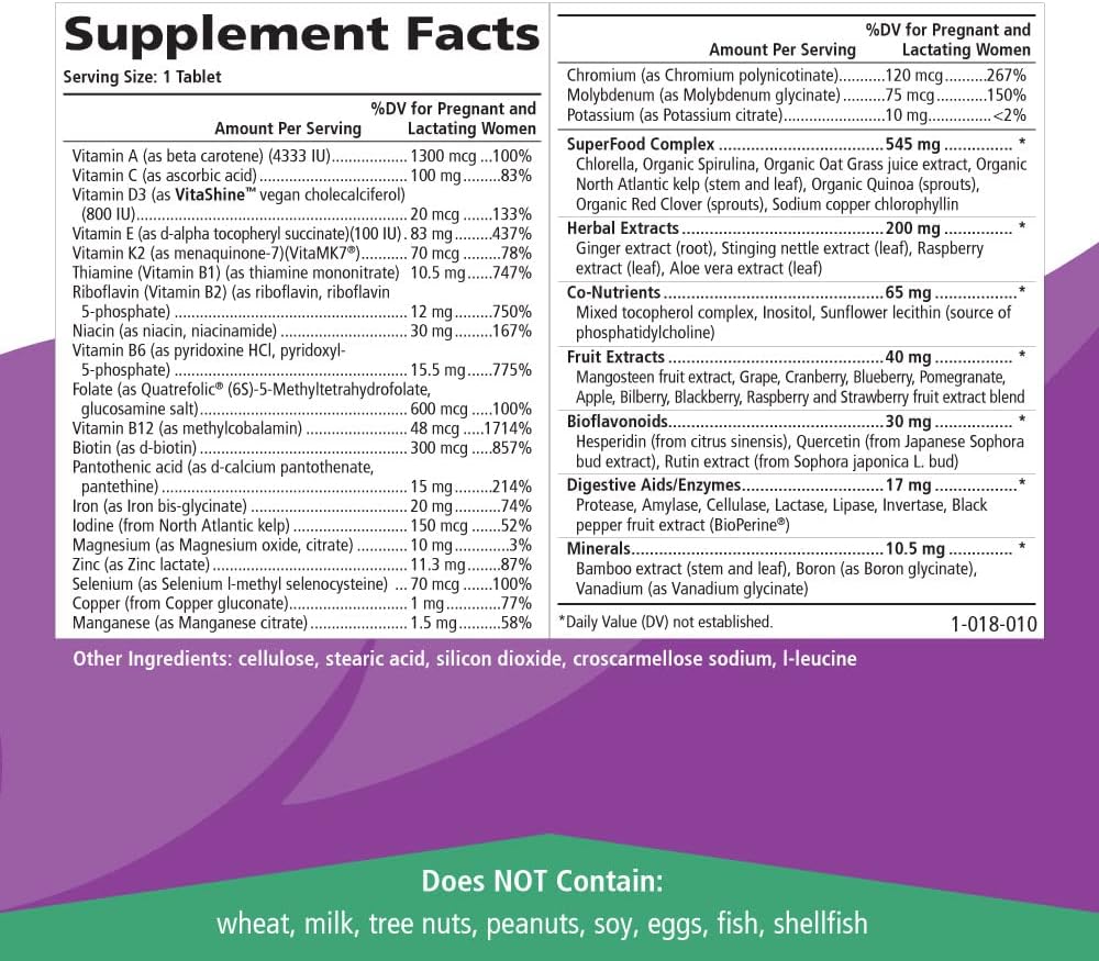 PURE ESSENCE LABS One n Only Prenatal Vitamins - A Once-per-Day Multivitamin Support with Iron, Natural Herbs, Superfoods and Folate - 30 Tablet - PrimeBioHealth - canada supplements