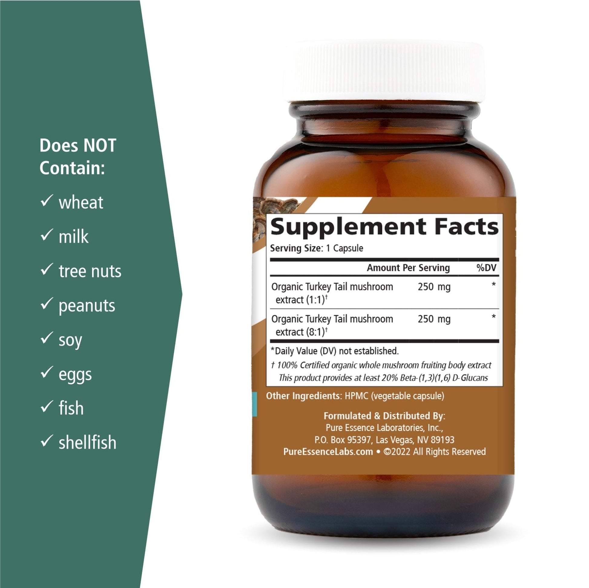 PURE ESSENCE LABS Organic Turkey Tail 4X Mushroom Extract, Vegan Mushrooms Supplement for Immune Building, 30 Capsules - PrimeBioHealth - canada supplements