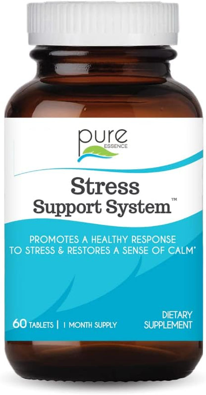 PURE ESSENCE LABS Stress Support System - Best Immune Support - Immunity Booster & Dietary Supplements - Headache & Stress Relief - Gives Natural Calm (60 Tablets) - PrimeBioHealth - canada supplements