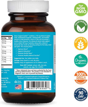 PURE ESSENCE LABS Stress Support System - Best Immune Support - Immunity Booster & Dietary Supplements - Headache & Stress Relief - Gives Natural Calm (60 Tablets) - PrimeBioHealth - canada supplements
