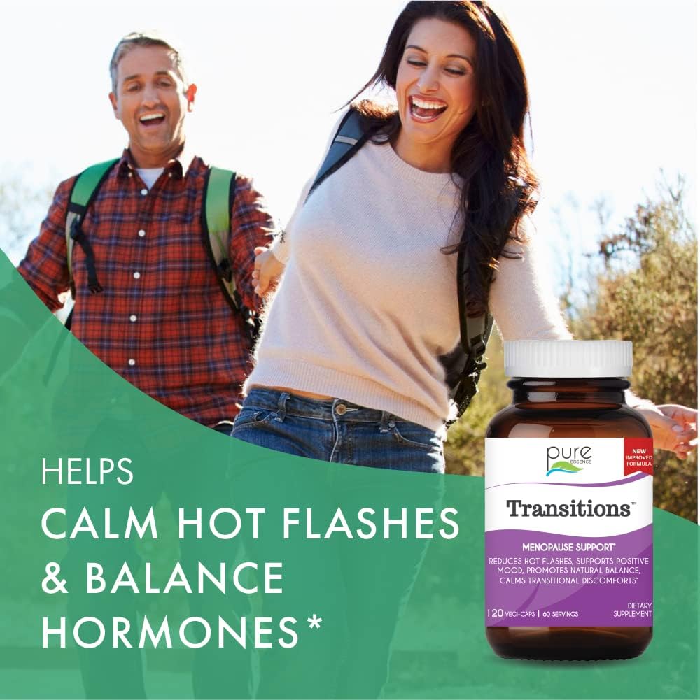 Pure Essence Labs Transitions Vitamins for Women, Natural Menopause Relief Supplement to Promote Hormone Balance, Reduce Hot Flashes, Mood Swings & Night Sweats, 120 Capsules - PrimeBioHealth - canada supplements