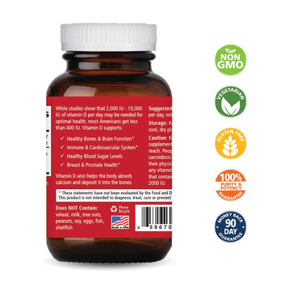 PURE ESSENCE LABS Vitamin D 2000 IU - Best Immune Support for Adults - Organic & Natural Vitamins - Immunity Booster & Dietary Supplements (30 Capsules) - PrimeBioHealth - canada supplements