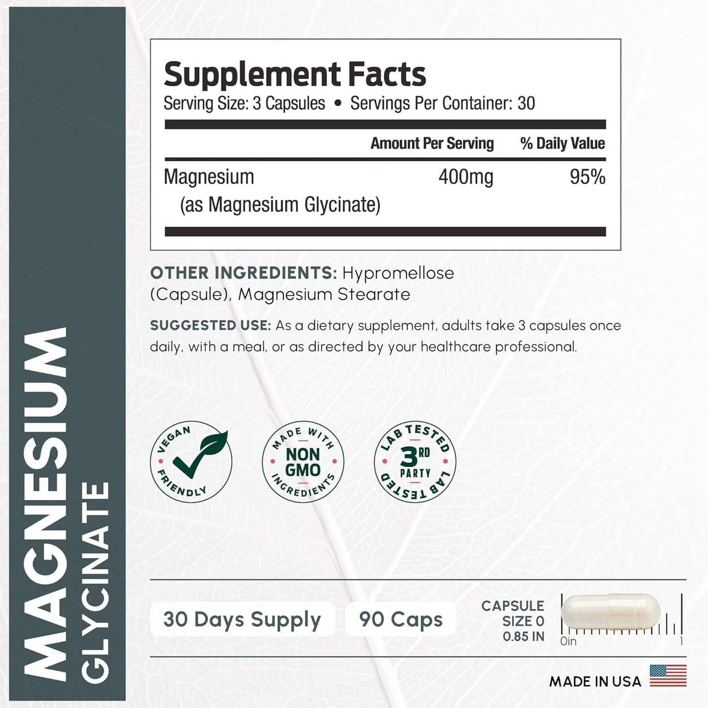 Pure Magnesium Glycinate 400mg Serving - High Absorption Magnesium Glycinate - Mag Bisglycinate for Stress, Bones, Muscles, Nerves, - PrimeBioHealth - canada supplements