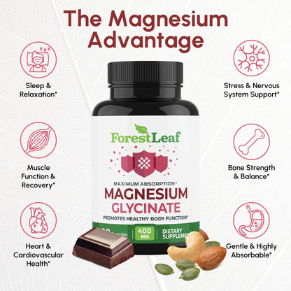 Pure Magnesium Glycinate 400mg Serving - High Absorption Magnesium Glycinate - Mag Bisglycinate for Stress, Bones, Muscles, Nerves, - PrimeBioHealth - canada supplements