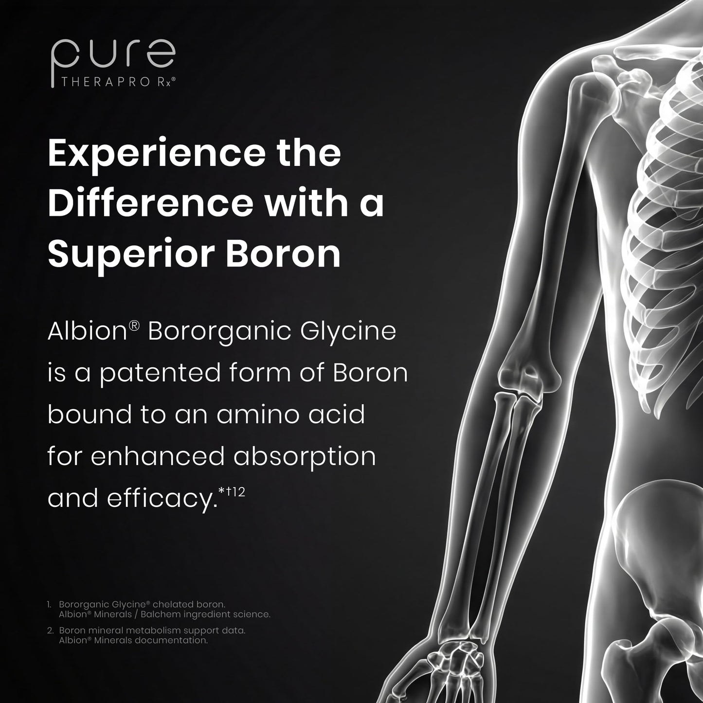Pure TheraPro Rx Bio Boron 10mg, 3 Months Supply - Bororganic Glycine Boron for Men & Women - Premium Formula for Bone Health, Joint Flexibility - PrimeBioHealth - canada supplements