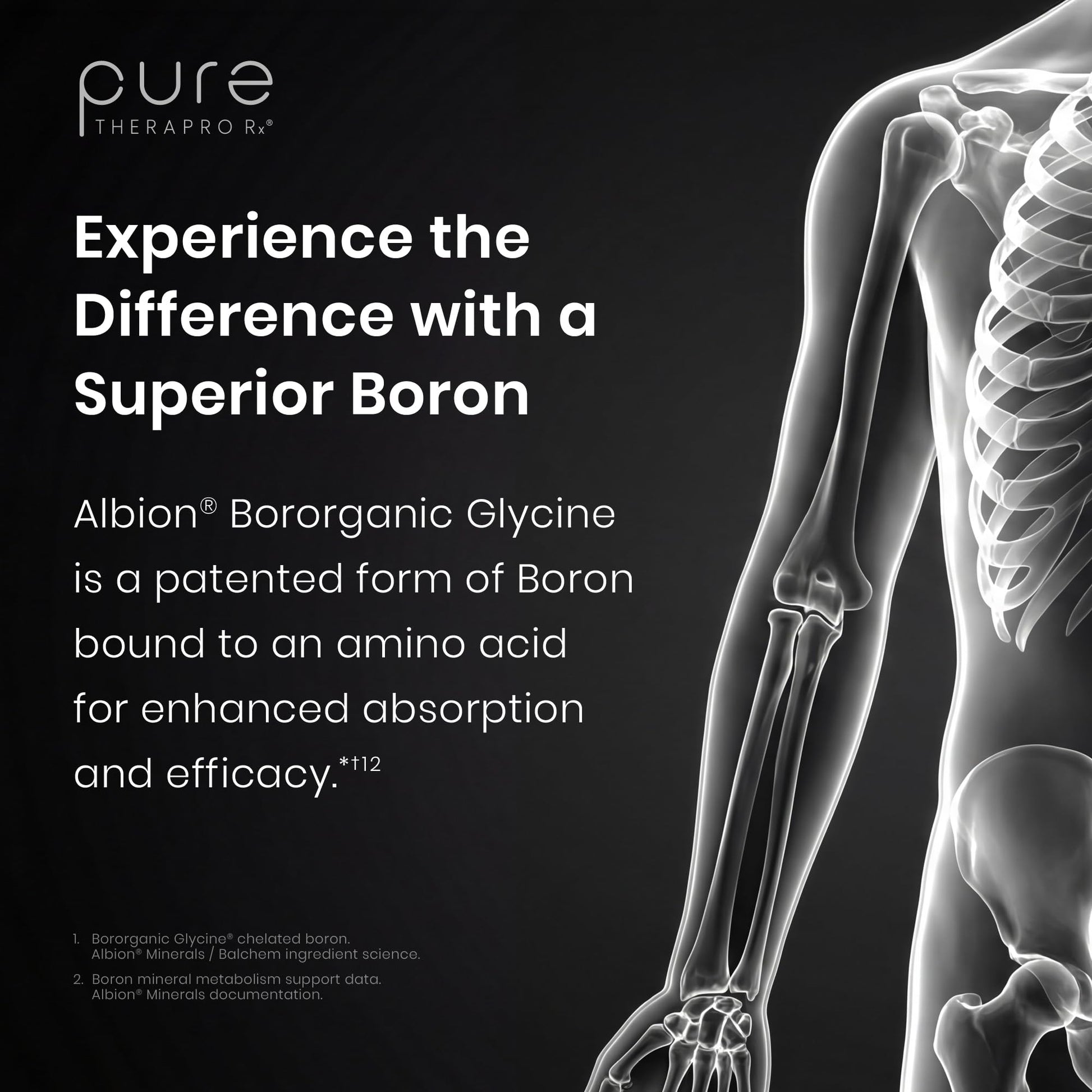 Pure TheraPro Rx Bio Boron 10mg, 3 Months Supply - Bororganic Glycine Boron for Men & Women - Premium Formula for Bone Health, Joint Flexibility - PrimeBioHealth - canada supplements