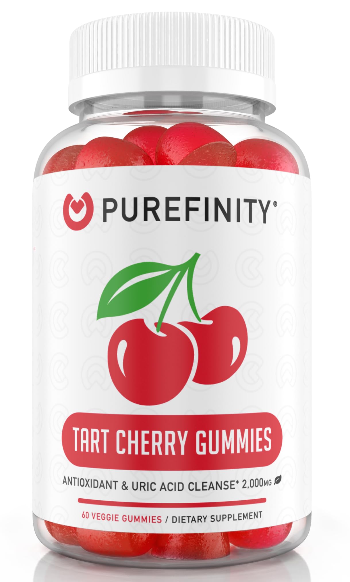 PUREFINITY Tart Cherry Gummies – Uric Acid Flush for Joint Relief & Recovery, Raw Juice Extract Antioxidant – Non-GMO, Gluten Free, Vegan, 60 Count - PrimeBioHealth - canada supplements