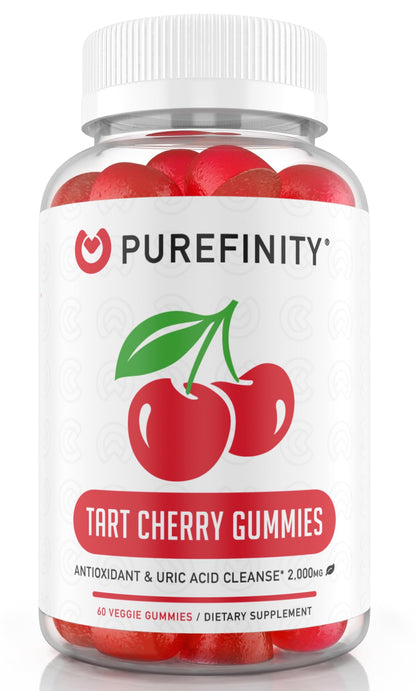 PUREFINITY Tart Cherry Gummies – Uric Acid Flush for Joint Relief & Recovery, Raw Juice Extract Antioxidant – Non-GMO, Gluten Free, Vegan, 60 Count - PrimeBioHealth - canada supplements