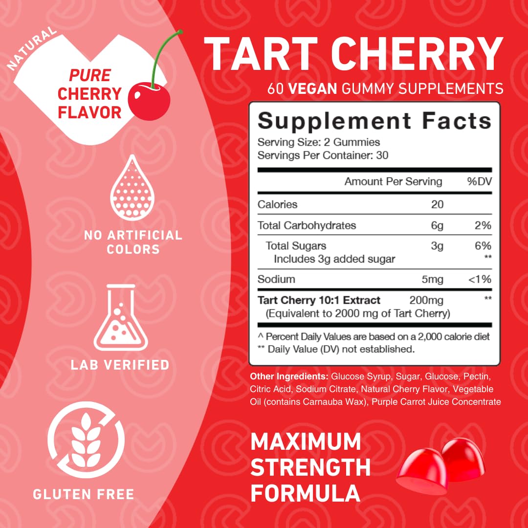 PUREFINITY Tart Cherry Gummies – Uric Acid Flush for Joint Relief & Recovery, Raw Juice Extract Antioxidant – Non-GMO, Gluten Free, Vegan, 60 Count - PrimeBioHealth - canada supplements