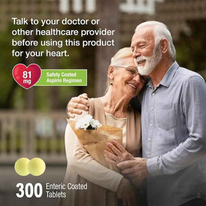 Puregen Labs Aspirin 81 mg Low Dose (NSAID) – 300 Enteric Coated Tablets