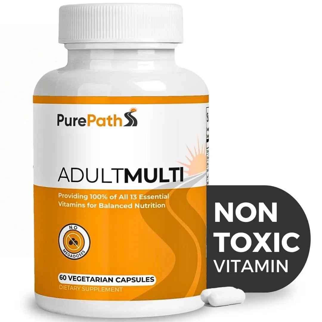 PurePath Non-Toxic Adult Multivitamin - 13 Vitamins - 100% RDA - No Harmful Megadoses - with B6 & B12