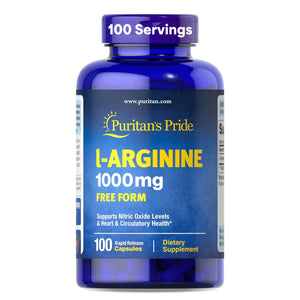 Puritan's Pride L-Arinine 1000mg, Dietary Supplement Supports Nitric Oxide Levels and Heart and Circulatory Heath, 100 Day Supply, 100 Tablets - PrimeBioHealth - canada supplements