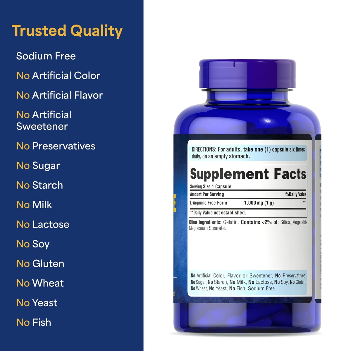 Puritan's Pride L-Arinine 1000mg, Dietary Supplement Supports Nitric Oxide Levels and Heart and Circulatory Heath, 100 Day Supply, 100 Tablets - PrimeBioHealth - canada supplements