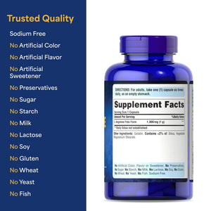 Puritan's Pride L-Arinine 1000mg, Dietary Supplement Supports Nitric Oxide Levels and Heart and Circulatory Heath, 100 Day Supply, 100 Tablets - PrimeBioHealth - canada supplements