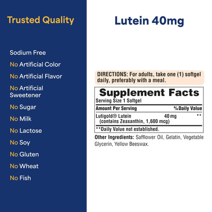 Puritan's Pride Premium Lutigold™ Lutein Carotenoid 40mg with Zeaxanthin for Men and Women, Dietary Supplement for Eye Health Support - PrimeBioHealth - canada supplements