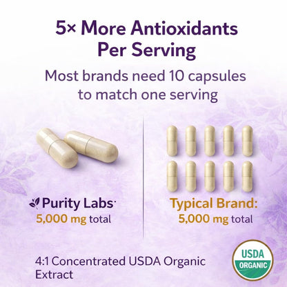 Purity Labs Trans-Resveratrol Supplement 5,000 mg Equivalent per Serving with Quercetin, USDA Organic High Potency Antioxidant, - PrimeBioHealth - canada supplements