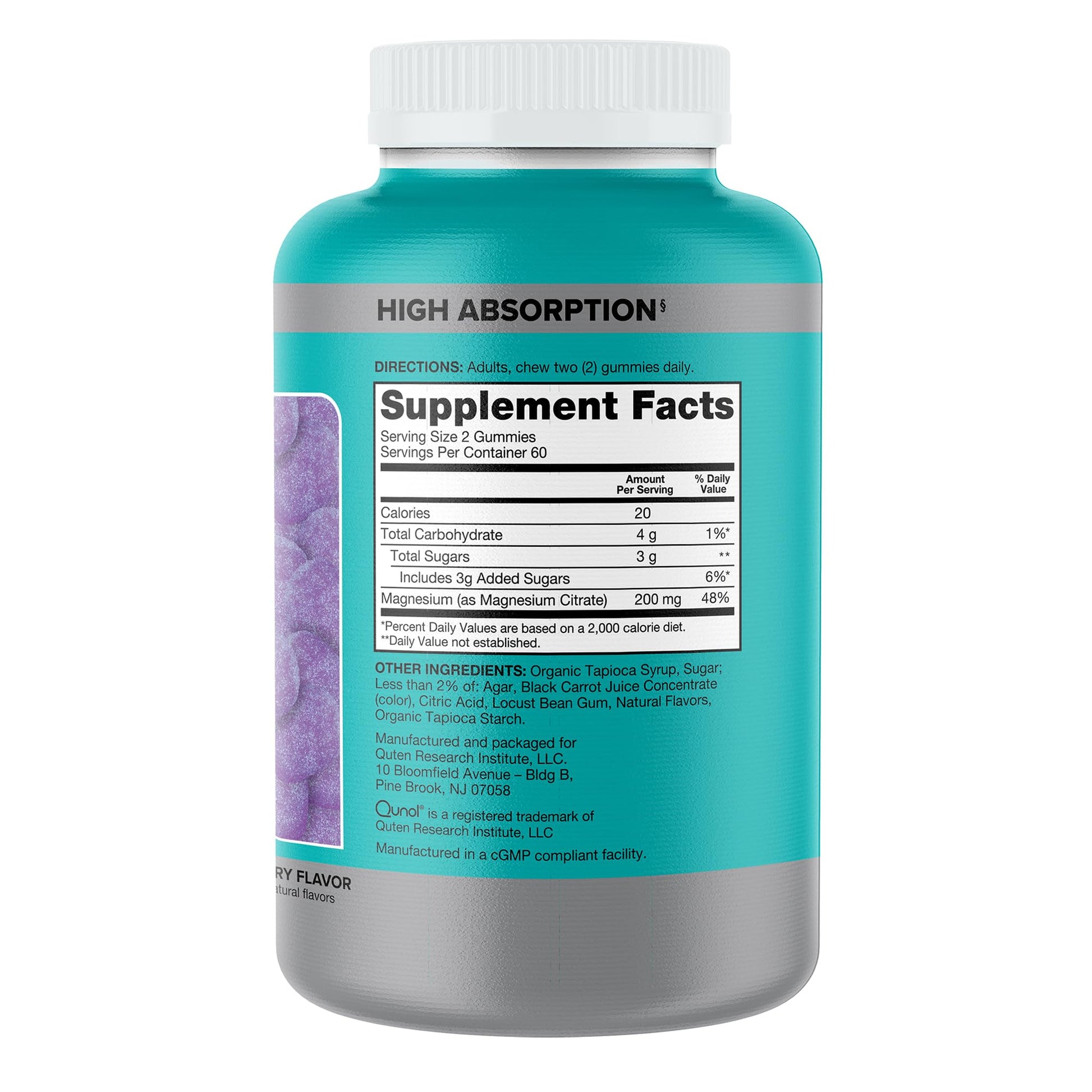 Qunol Magnesium Gummies for Adults, 200mg Elemental Magnesium (from 1,750mg Magnesium Citrate), High Absorption Magnesium Supplement, Supports Nerve, - PrimeBioHealth - canada supplements