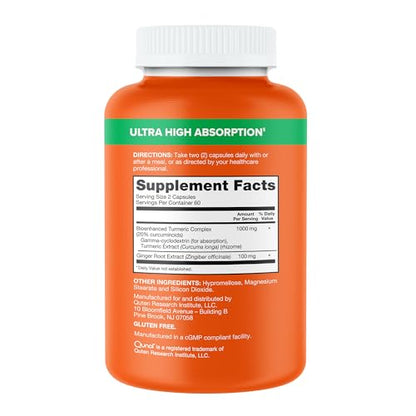 Qunol Turmeric and Ginger Capsules, 1000mg Turmeric Supplement, Ultra High Absorption to Support Joint Health, 1 Doctor Recommended Form - PrimeBioHealth - canada supplements