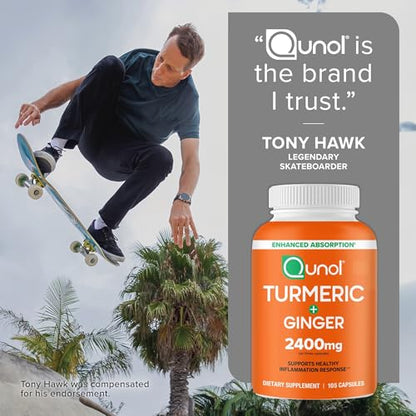 Qunol Turmeric Curcumin with Black Pepper & Ginger, 2400mg Turmeric Extract with 95% Curcuminoids, Extra Strength Supplement - PrimeBioHealth - canada supplements