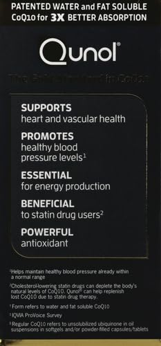 Qunol Ultra CoQ10 100mg, 3x Better Absorption, Patented Water and Fat Soluble Natural Supplement Form of Coenzyme Q10 - PrimeBioHealth - canada supplements