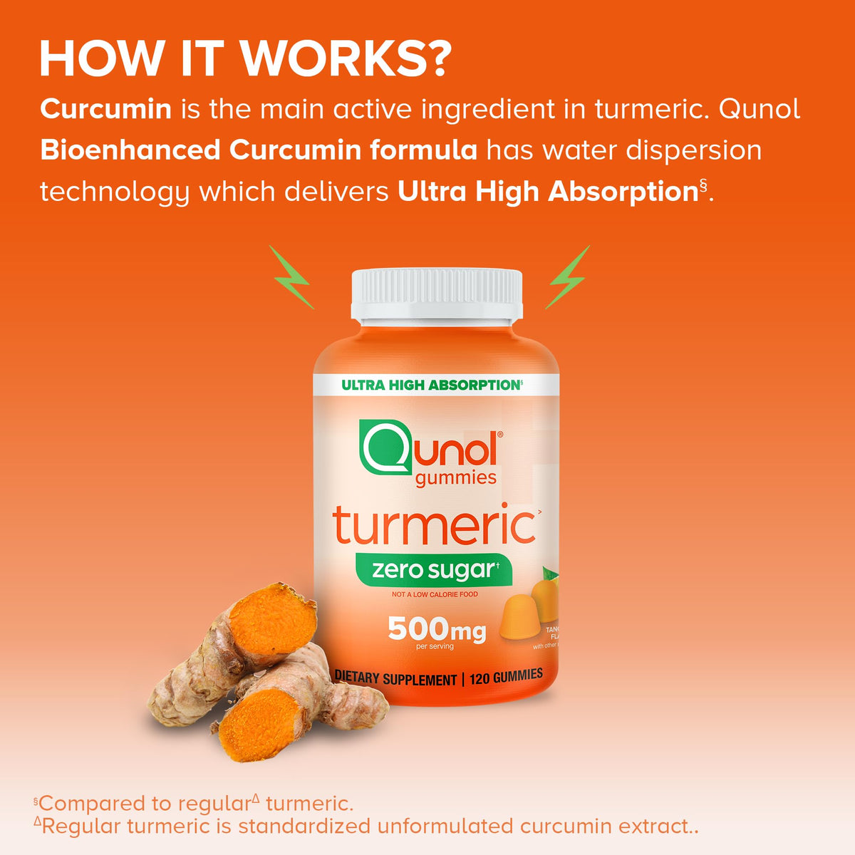 Qunol Zero Sugar Turmeric Gummies, Gummy with 500mg Turmeric Curcumin, Joint Support Supplement, Ultra High Absorption Tumeric Curcumin, - PrimeBioHealth - canada supplements