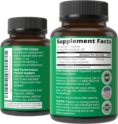 Raw Desiccated Thyroid Supplement. Grass Fed New Zealand Beef Neck & Thyroid Gland Capsules for Women and Men. Ancestral Living Ethically Sourced Bovine Supplements for Energy and Metabolism Support - PrimeBioHealth - canada supplements