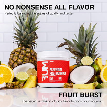 RAW Essential Pre-Workout Powder (Fruit Burst) - Chris Bumstead Sports Nutrition Supplement for Men & Women - Preworkout Energy Powder with Caffeine - PrimeBioHealth - canada supplements