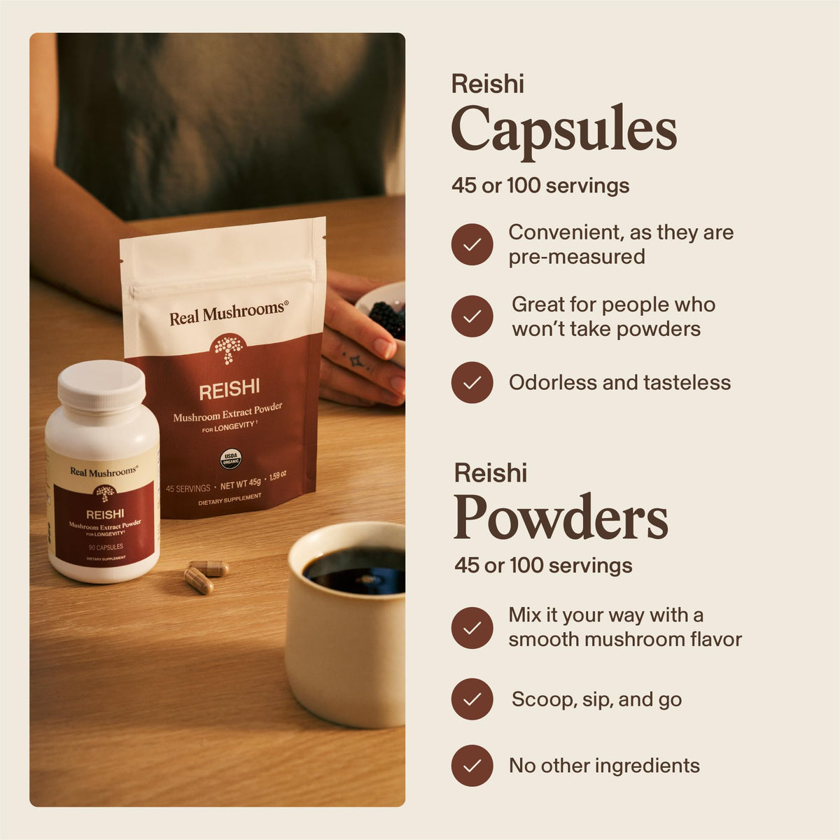 Real Mushrooms Reishi Mushroom Capsules - Handpicked Organic Mushroom Extracts - PrimeBioHealth - canada supplements
