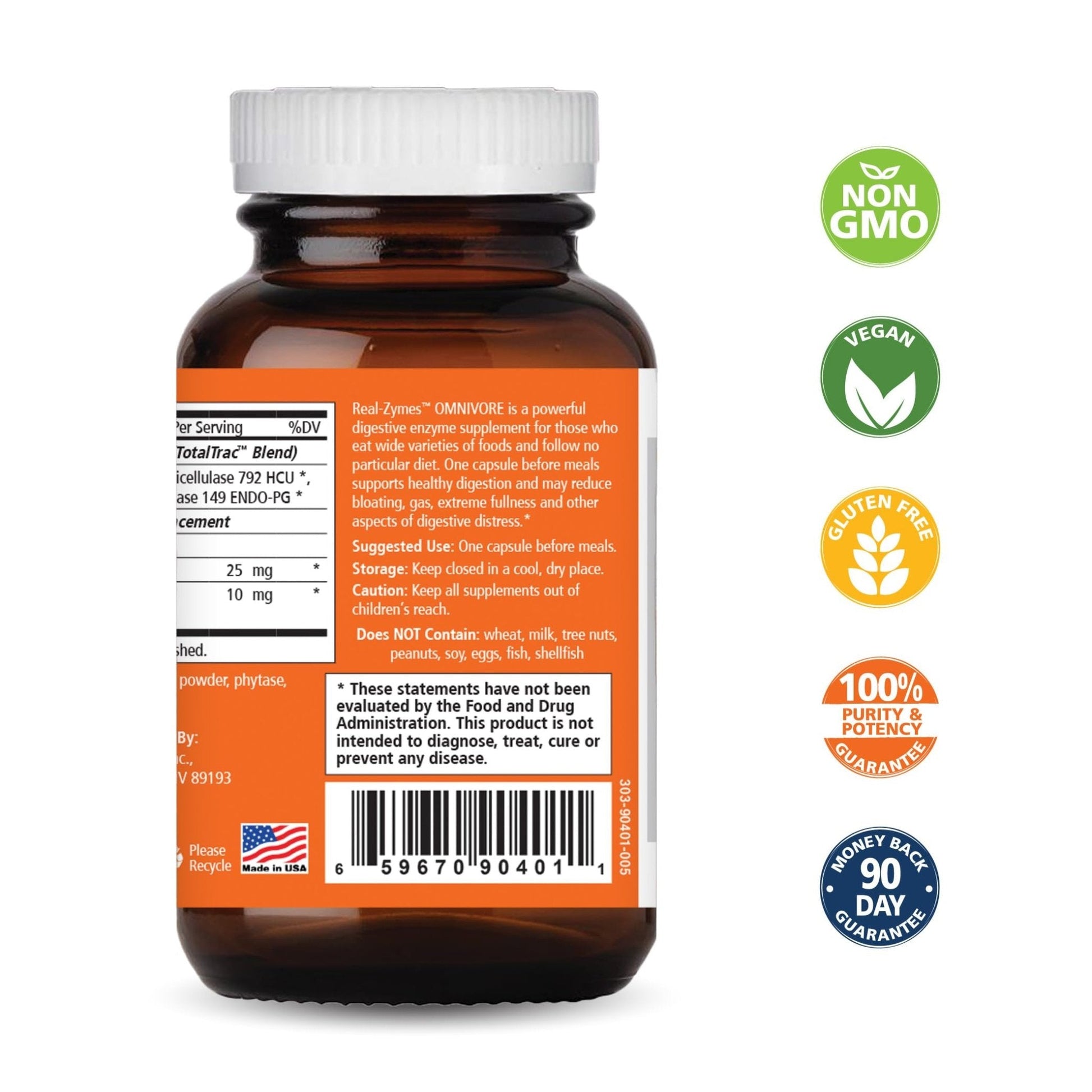 Real-Zymes™ OMNIVORE Digestive Enzymes Supplement with Probiotics for Better Digestion - Natural Support for Relief of Bloating, Gas, Belching, Diarrhea, Constipation, IBS, etc. - 30 Caps - PrimeBioHealth - canada supplements