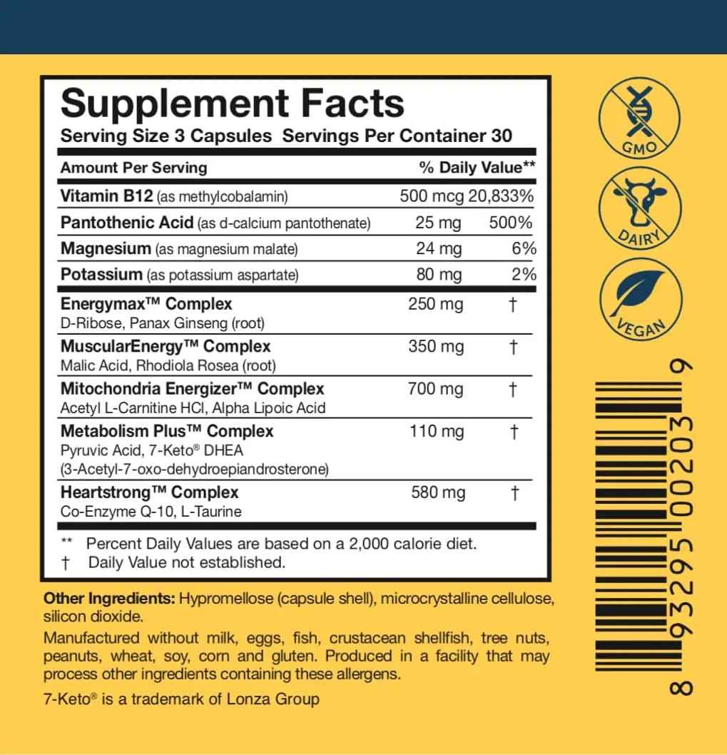Researched Nutritionals Mens & Womens Vitamins - Optimized Energy Duo - Adrenal Support & Mitochondrial Supplements