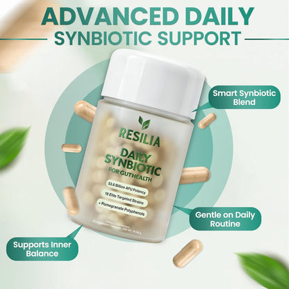 Resilia Synbiotic Probiotic + Prebiotic Supplement for Women & Men – 53.6 Billion AFU, 18 Strains, Shelf-Stable Capsules with Polyphenols, Digestive & Gut Balance Support, 60 Capsules - PrimeBioHealth - canada supplements