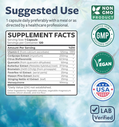 Respiratory Lung Health Supplement - Invigorating Lung Support Supplement Helps Support Clear Airways Mucus Removal and Seasonal or Year Round Detox - Vegan Herbal Non-GMO Formula (2 Months Supply) - PrimeBioHealth - canada supplements