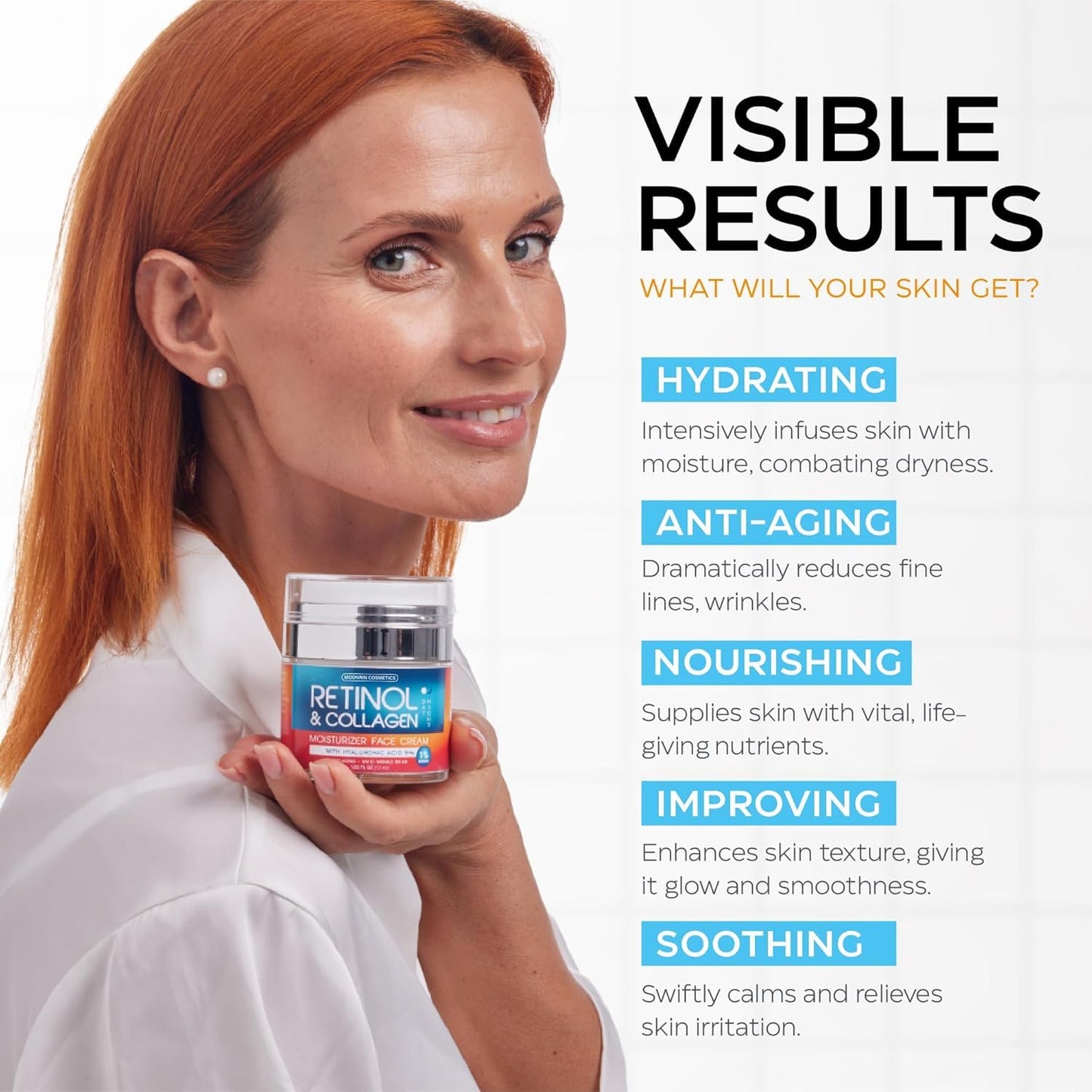 Retinol Cream for Face with Hyaluronic Acid, Day-Night Anti-Aging Moisturizer for Women, Men, Collagen Cream for Face Reduces Wrinkles, Dryness, 1.85 Oz - PrimeBioHealth - canada supplements