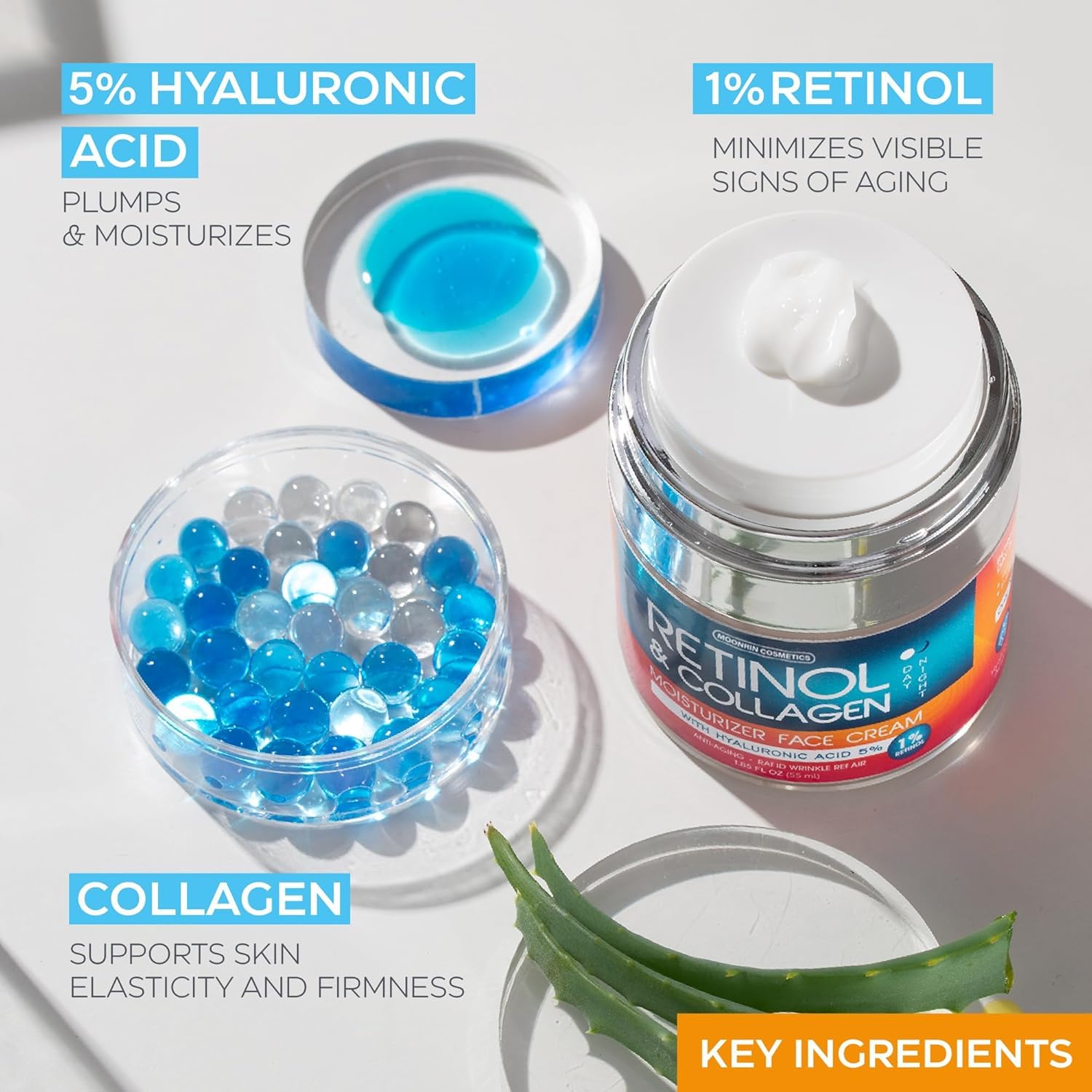 Retinol Cream for Face with Hyaluronic Acid, Day-Night Anti-Aging Moisturizer for Women, Men, Collagen Cream for Face Reduces Wrinkles, Dryness, 1.85 Oz - PrimeBioHealth - canada supplements