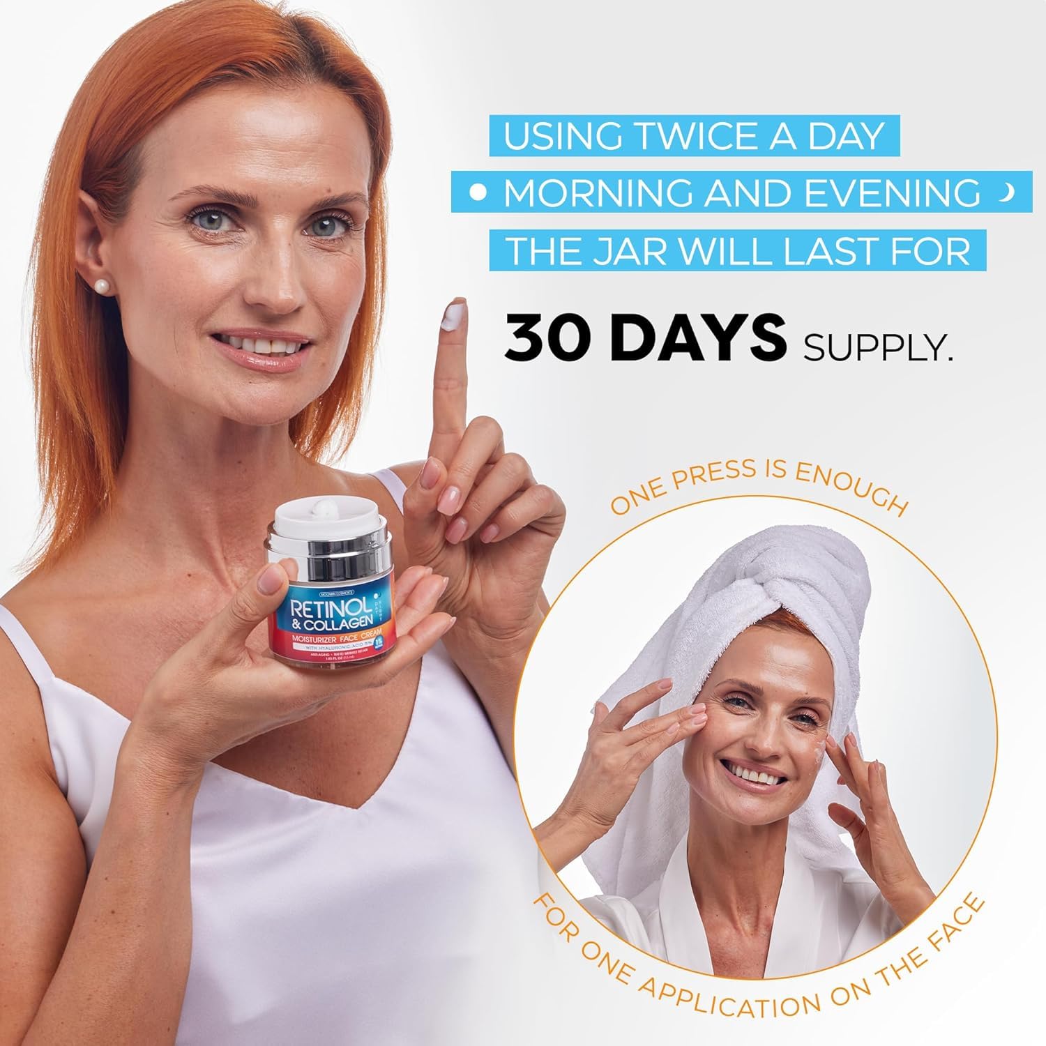 Retinol Cream for Face with Hyaluronic Acid, Day-Night Anti-Aging Moisturizer for Women, Men, Collagen Cream for Face Reduces Wrinkles, Dryness, 1.85 Oz - PrimeBioHealth - canada supplements