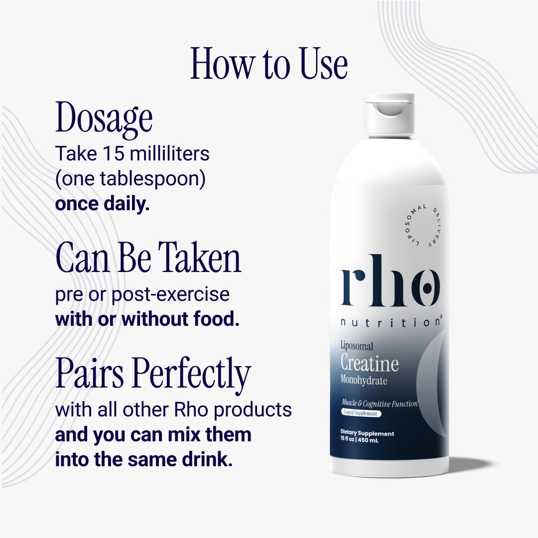 Rho Nutrition Liposomal Creatine Monohydrate - Ultra High Absorption Liquid Creatine Supplement – Promotes Lean Muscle Mass & Recovery, Supports Brain Function - PrimeBioHealth - canada supplements