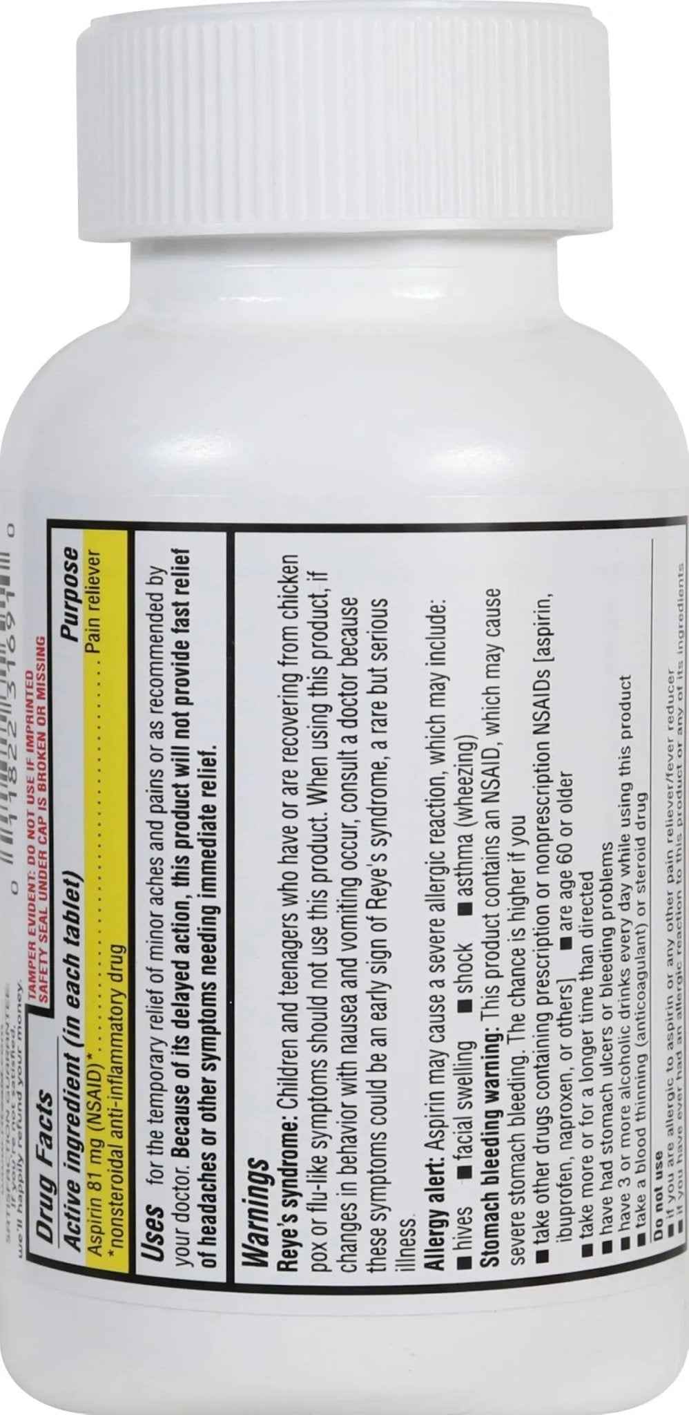 Rite Aid Aspirin Enteric Tablets - 81 mg Aspirin - 500 Count - Low-Dose for Headache Relief - Safety Coated - Aspirin Regimen - Migraine Medicine - Pain Relief