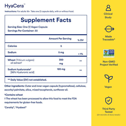 Ritual Hyaluronic Acid Skin Supplement - With Hyabest® and Ceratiq® - HyaCera Clinically Proven to Reduce Wrinkles, Fine Lines & Improve Skin Smoothness - PrimeBioHealth - canada supplements