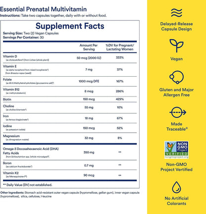 Ritual Prenatal Multivitamin For Women - Key Essential Vitamins and Minerals To Support Mom and Baby During Pregnancy* - Folate, Choline, Omega-3 DHA - PrimeBioHealth - canada supplements