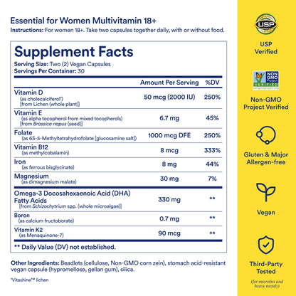 Ritual Women’s 18+ Daily Multivitamin - Key Essential Vitamins and Minerals to Support Energy, Heart, Bone, Brain Health* - Clinical Backed - Vegan - PrimeBioHealth - canada supplements