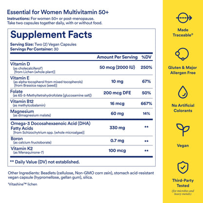 Ritual Women’s 50+ Daily Multivitamin - Key Essential Vitamins and Minerals to Support Menopause, Energy, Heart, Bone, Brain Health* - Including Folate - PrimeBioHealth - canada supplements