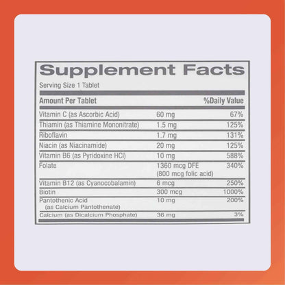 Rugby Nephro-Vite Vitamin B and C Complex Tablets - Dietary Supplement - 100 Count (1 Pack)