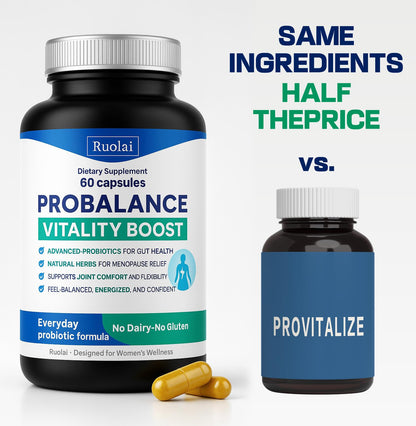 Ruolai ProBalance Probiotics for Women 68B CFU – Menopause, Bloat & Belly Support – Turmeric & Moringa - PrimeBioHealth - canada supplements